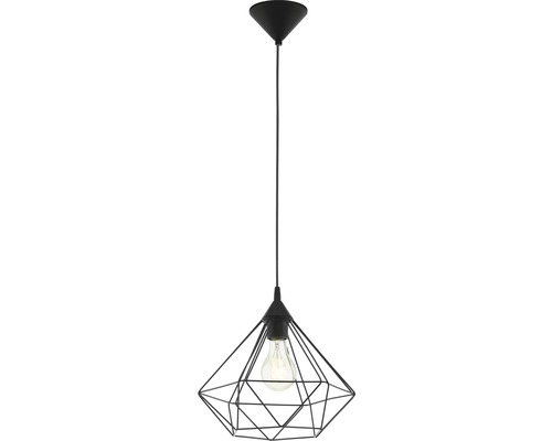 Lustr negru cu abajur geometric și bec