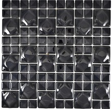 Mozaic sticlă WAVY 05 negru 30x30 cm
