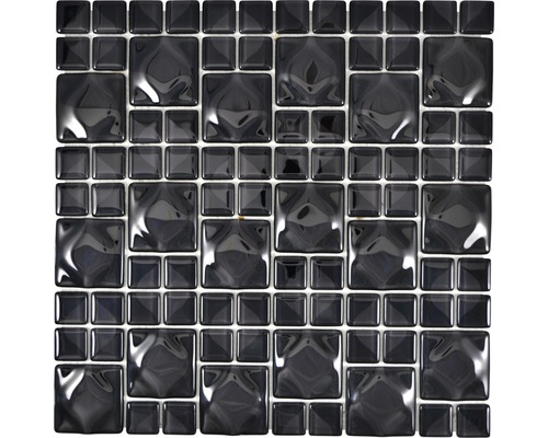 Mozaic sticlă WAVY 05 negru 30x30 cm