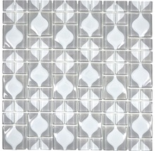 Mozaic sticlă WAVY 15 gri 30x30 cm
