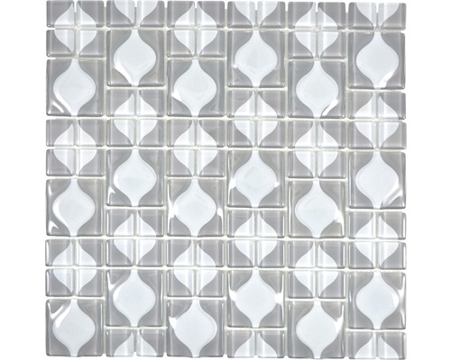 Mozaic sticlă WAVY 15 gri 30x30 cm
