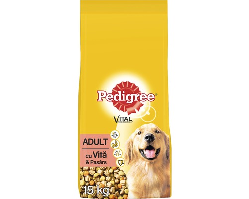 Hrană uscată pentru câini Pedigree Adult cu vită și pasăre 15 kg