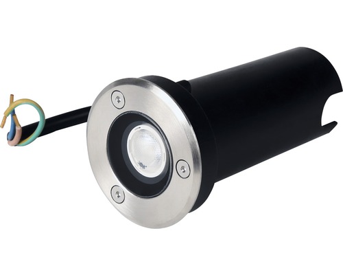 Spot LED încastrat Mon 1W 68 lumeni Ø67 mm, pentru exterior IP67, negru/gri Spot încastrat în podea cu inel din oțel inoxidabil