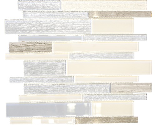 Mozaic sticlă-piatră naturală CM GV24 mix bej-gri 28,6x30 cm Mozaic din sticlă și piatră naturală