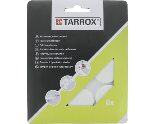 Protecţii pentru mobilă Tarrox Ø33x6mm, pâslă alb, pachet 6 bucăți, autoadezive