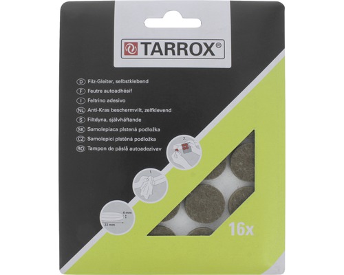 Protecţii pentru mobilă Tarrox Ø22x6mm, pâslă maro, pachet 16 bucăți, autoadezive