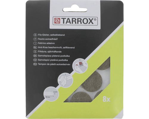 Protecţii pentru mobilă Tarrox Ø28x6mm, pâslă maro, pachet 8 bucăți, autoadezive