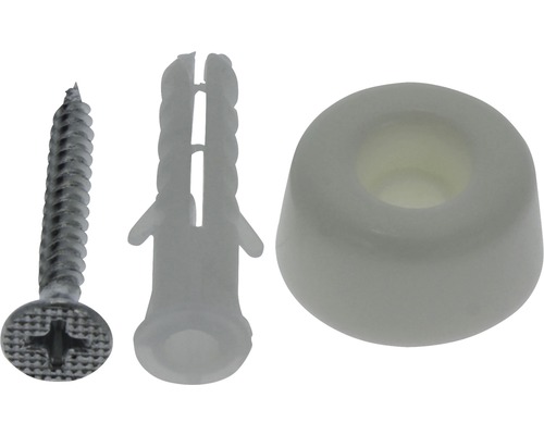Amortizor siguranță Tarrox Ø20x10 mm, alb, pachet 4 bucăți, cu șurub si diblu Șurub, diblu și capac de acoperire