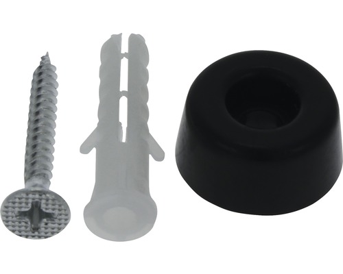 Amortizor siguranță Tarrox Ø20x10 mm, negru, pachet 4 bucăți, cu șurub si diblu Șurub cu diblu și alunecător pentru mobilă
