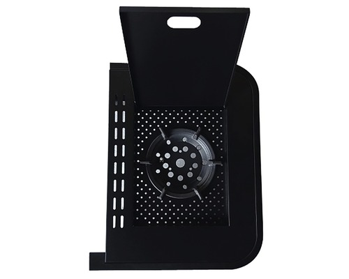 Aragaz negru cu capac deschis