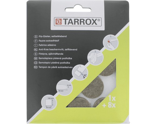 Protecţii pentru mobilă Tarrox Ø28mm, pâslă maro, pachet 9 bucăți, autoadezive-0