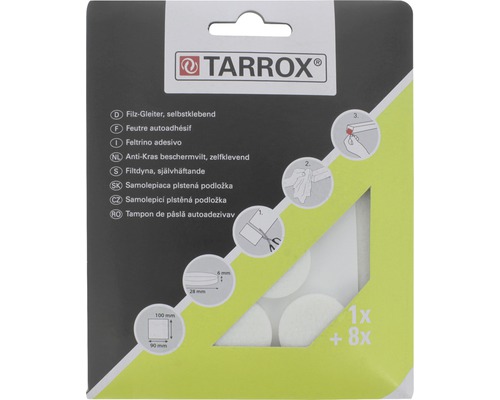 Protecţii pentru mobilă Tarrox Ø28mm, pâslă alb, pachet 9 bucăți, autoadezive
