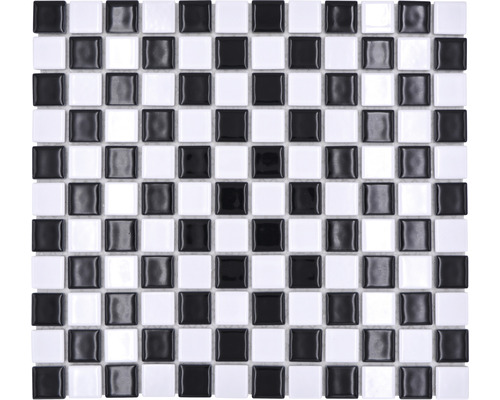 Mozaic piscină ceramic BM 048 alb/negru 30,2x33 cm Placă de mozaic cu model pătrat