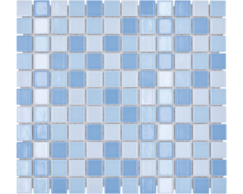 Mozaic piscină ceramic BM 200 mix albastru lucios 30,2x33 cm