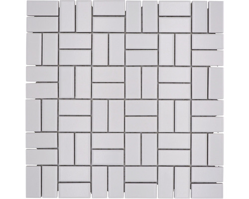 Mozaic piscină ceramic CWM 07WM alb 30x30 cm Placă de mozaic pătrată cu pietre dreptunghiulare în model eșalonat