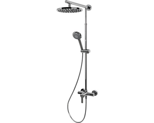 Sistem de duş cu baterie monocomandă Schulte DuschMaster Rain, duș fix Ø25 cm, pară duș 3 funcții, crom