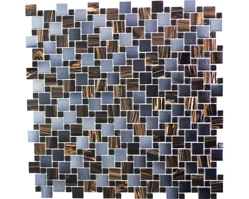 Mozaic sticlă GM K07 maro/gri/albastru 31,8x31,8 cm