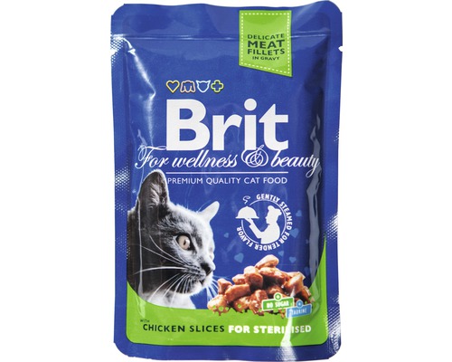 Hrană umedă pentru pisici Brit Premium by Nature Sterilised cu pui în sos 100 g