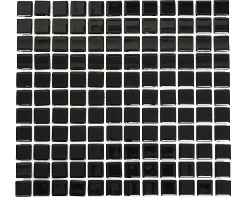 Mozaic piscină sticlă CM 4050 negru lucios 30,2x32,7 cm Plăci de mozaic negre pătrate pe o rogojină