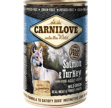 Hrană umedă pentru câini Carnilove Adult cu somon și curcan fără cereale și cartofi 400 g-thumb-0