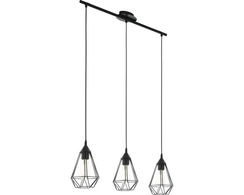 Lumină suspendată cu trei abajururi geometrice