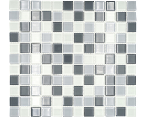 Mozaic piscină sticlă CM 4125 mix gri lucios 30,2x32,7 cm Placă de mozaic cu pietre pătrate de sticlă