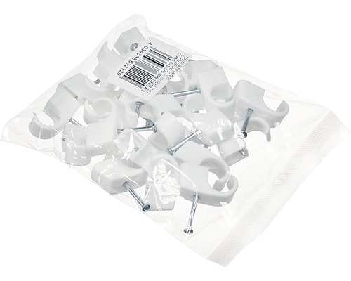 Cleme clips fixare cablu 10-14 mm, cu cui, 25 bucăți, culoare albă (cod HEIBLV1014W25) Cleme clips fixare cablu 10-14 mm, cu cui, 25 bucăți, culoare albă (cod HEIBLV1014W25)