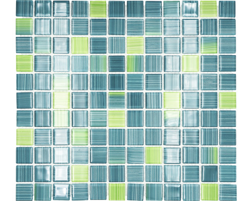 Mozaic piscină sticlă CM 4250 verde/albastru 30,2x32,7 cm
