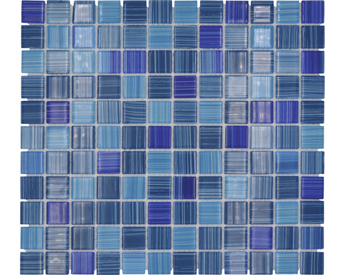 Mozaic piscină sticlă CM 4285 albastru/alb 30,2x32,7 cm