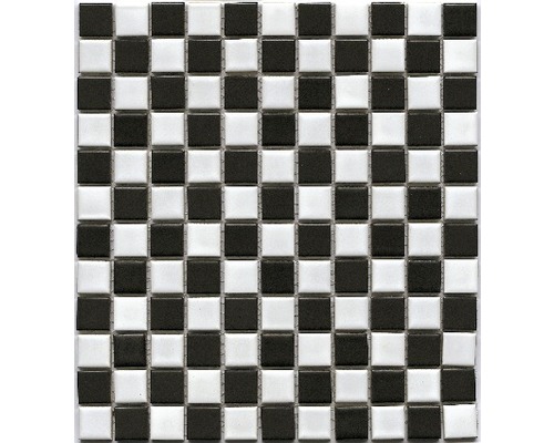 Mozaic piscină ceramic BM 148 alb/negru 30,2x33 cm Placă de mozaic pătrată în model de tablă de șah