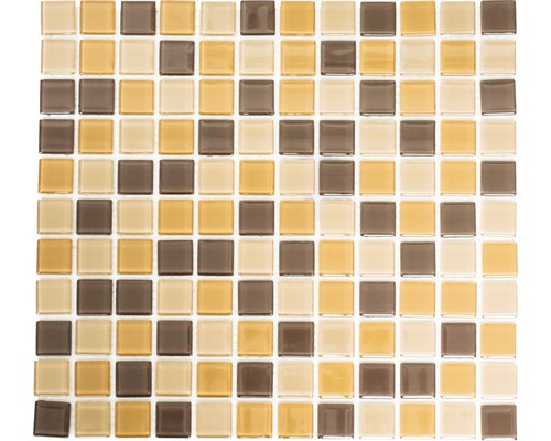 Mozaic piscină sticlă CM 4555 mix maro 30,2x32,7 cm Placă de mozaic cu pietre pătrate de sticlă în diferite nuanțe