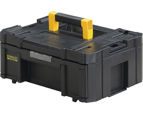 Cutie plastic pentru scule Stanley FatMax TSTAK III 44x33x18 cm, cu sertar Cutie de scule neagră cu mâner galben