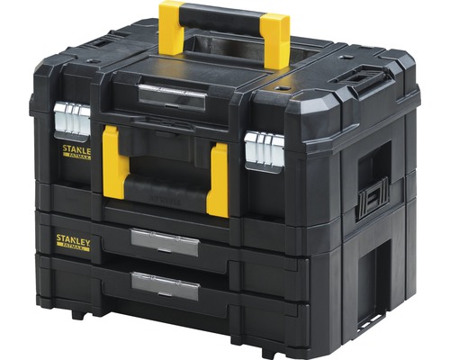 Cutie plastic pentru scule Stanley FatMax TSTAK Combo 44x33x33 cm, cu 2 sertare Turn Stanley Fatmax de cutii de scule pentru depozitarea sculelor