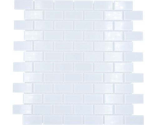 Mozaic piscină sticlă CM B400 alb lucios 31x32,2 cm Covoraș mozaic din sticlă cu pietre dreptunghiulare