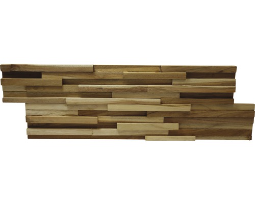 Panou decorativ lemn Ultrawood Teak Toscani 49,5x18 cm Placare pereți din panouri de lemn