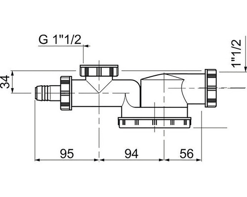 Desen tehnic al unui sifon cu dimensiuni