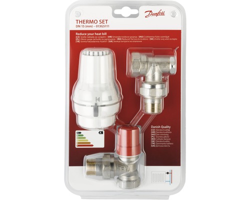 Set robineți termostatați colțar Danfoss 1/2”, cu cap termostatic, alb