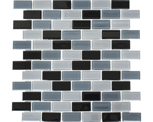 Mozaic piscină sticlă CM B499 gri-negru 31x32,2 cm Placă de mozaic din sticlă, de formă dreptunghiulară