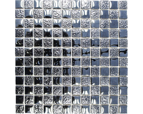 Mozaic sticlă XCM 8LU89 negru 29,8x29,8 cm Plăci de mozaic din sticlă și piatră naturală