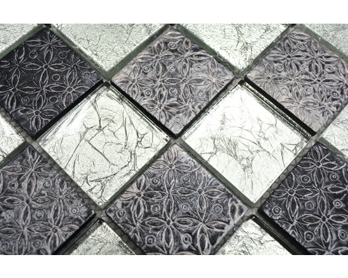 Plăci decorative de mozaic cu model floral și suprafață argintie