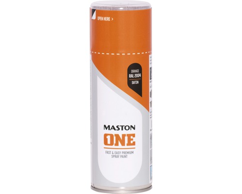 Lac spray Maston ONE oranj satinat RAL 2004 400 ml Spray Maston One, nuanța portocaliu RAL 2004, semi-mat