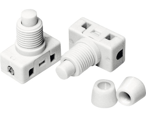 Două întrerupătoare cu buton din plastic cu capace cu șurub