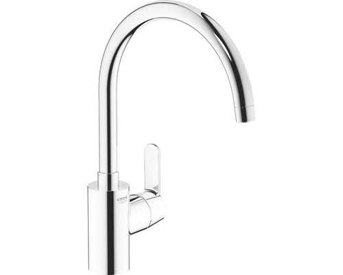 Baterie bucătărie monocomandă Grohe Get, cartuș ceramic 35 mm Grohe SilkMove, pipă înaltă pivotantă, crom