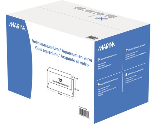 Ambalaj acvariu complet din sticlă Marina cu indicarea dimensiunilor