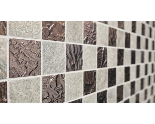 Placă de perete cu model mozaic din gresie și sticlă