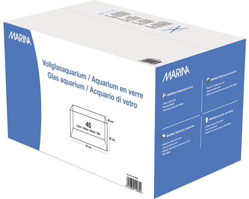 Ambalajul unui acvariu din sticlă Marina cu o capacitate de 45 de litri