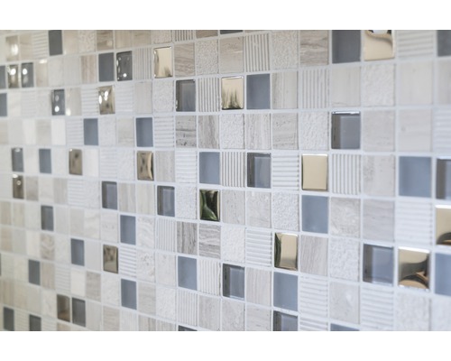 Perete de faianță mozaic cu faianță pătrată din diferite materiale și suprafețe