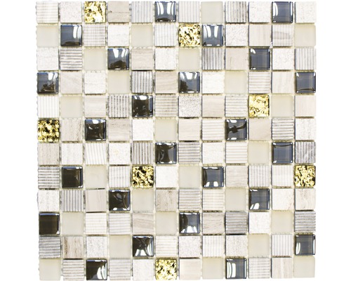 Mozaic sticlă-piatră naturală XCM HQ22 mix gri deschis 30x30 cm