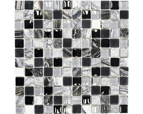 Mozaic sticlă-piatră naturală XCM HQ24 mix multicolor 30x30 cm