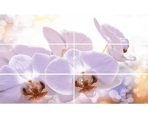 Decor faianță Viola, motiv orhidee, set 6 plăci, 60x100 cm